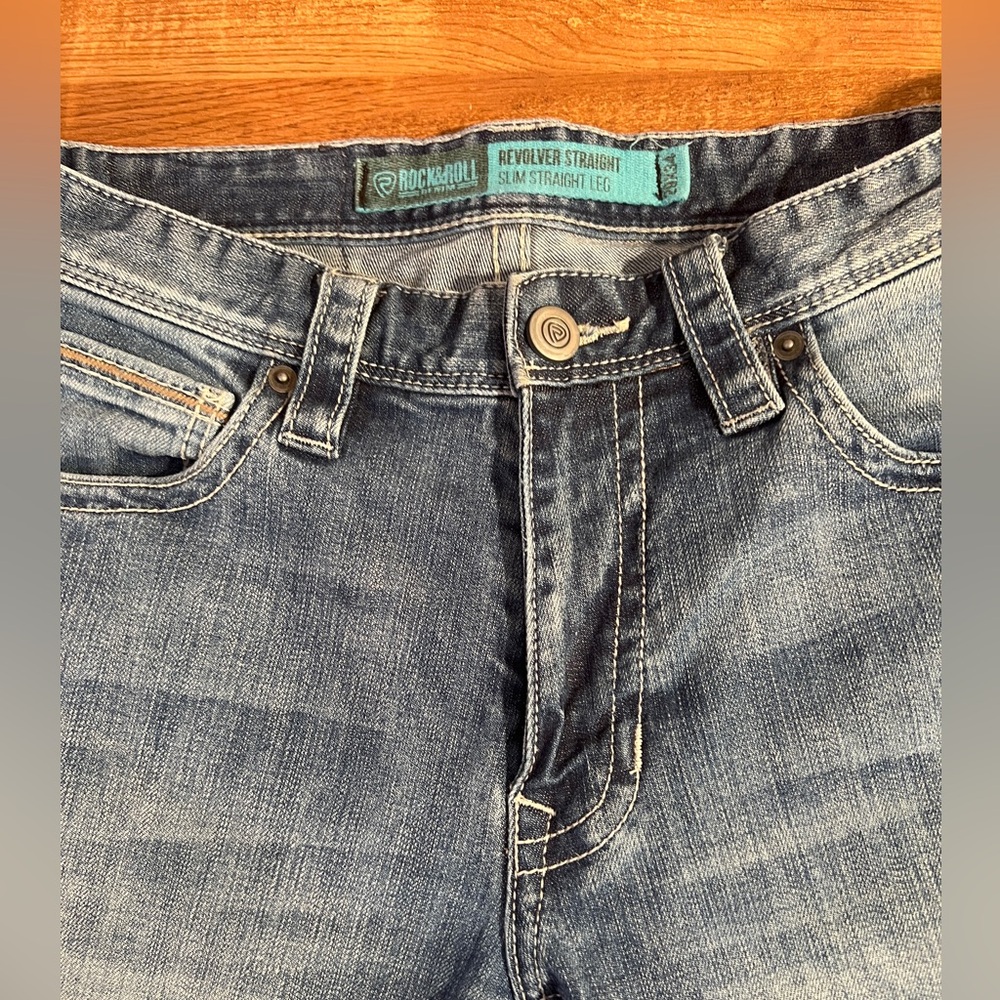 Rock & Roll Denim Revolver Straight Slim Fit Straight Mens Jeans 29x34 - Picture 7 of 10